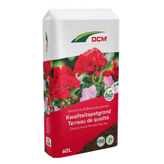 Picture of DCM potting soil for blossoming plants, geraniums and sulfinias, 60L