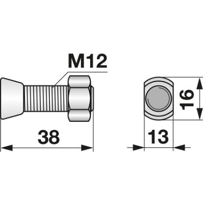 Picture of Share blade bolt 12x40, oval