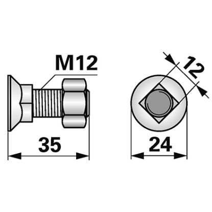 Slika Vijak lemeža 12x35 komplet z matico